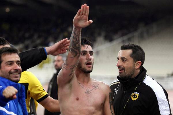 AEK Athens player celebrates with Nazi salute
