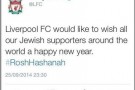 Antisemitismo sul web: un tweet di auguri ai propri tifosi di religione ebraica scatena gli insulti dei followers del Liverpool