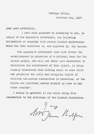I novantun anni della Dichiarazione Balfour